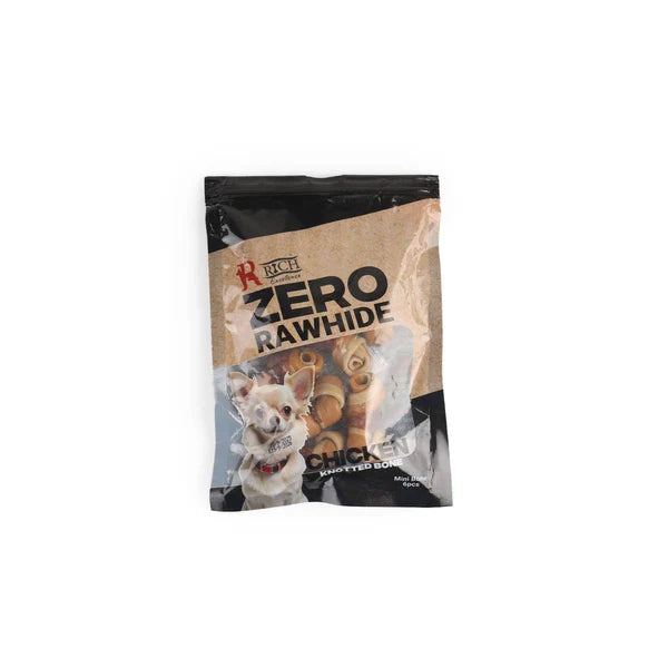Rich Excellence Zero Rawhide Chicken Knotted Bone Mini Bone 6 Pcs