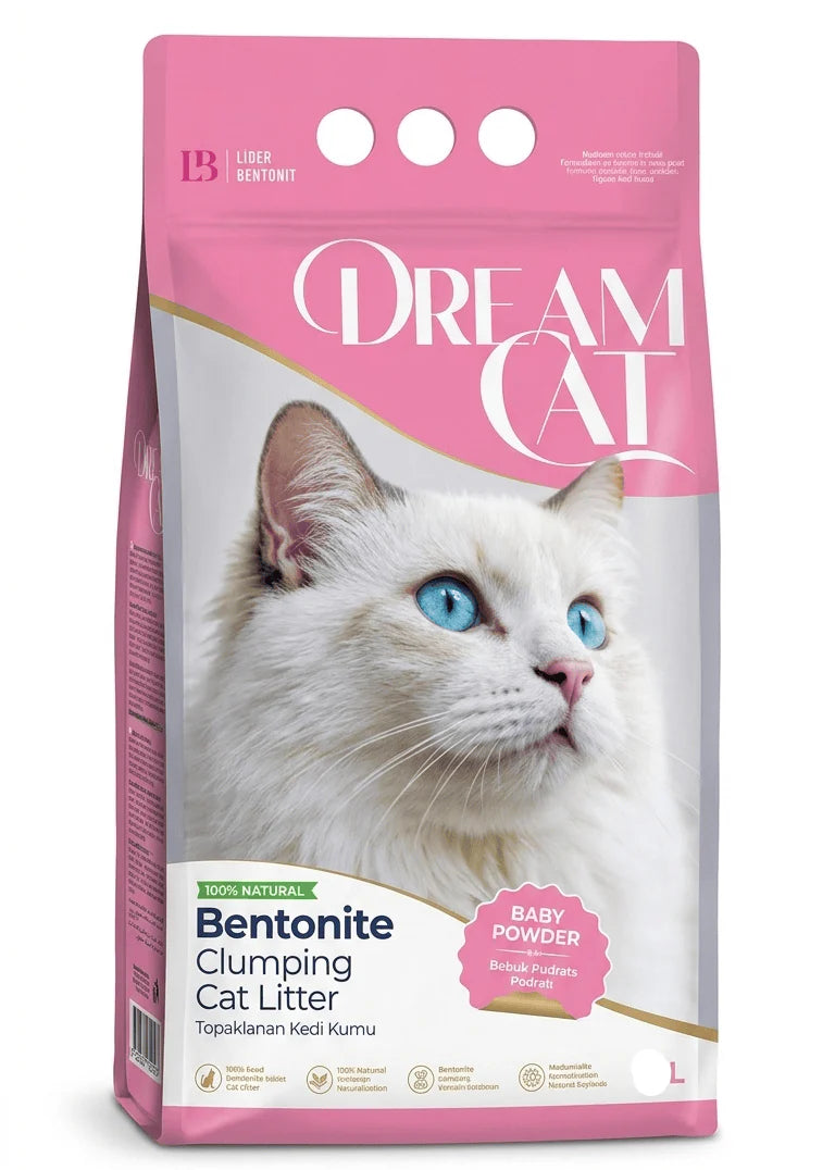 dream cat bentonite cat litter baby powder scented 20L