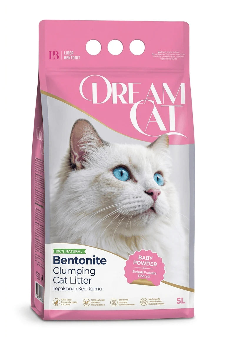 dream cat bentonite clumping cat litter baby powder scented 5L